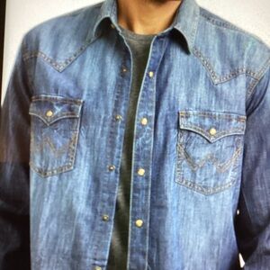 Men's Blue Denim Casual Button Down Shirt